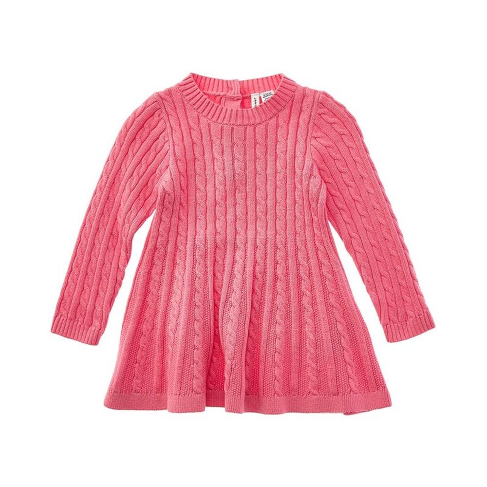 Janie And Jack Girls Cable Knit Sweaterdress, Pink